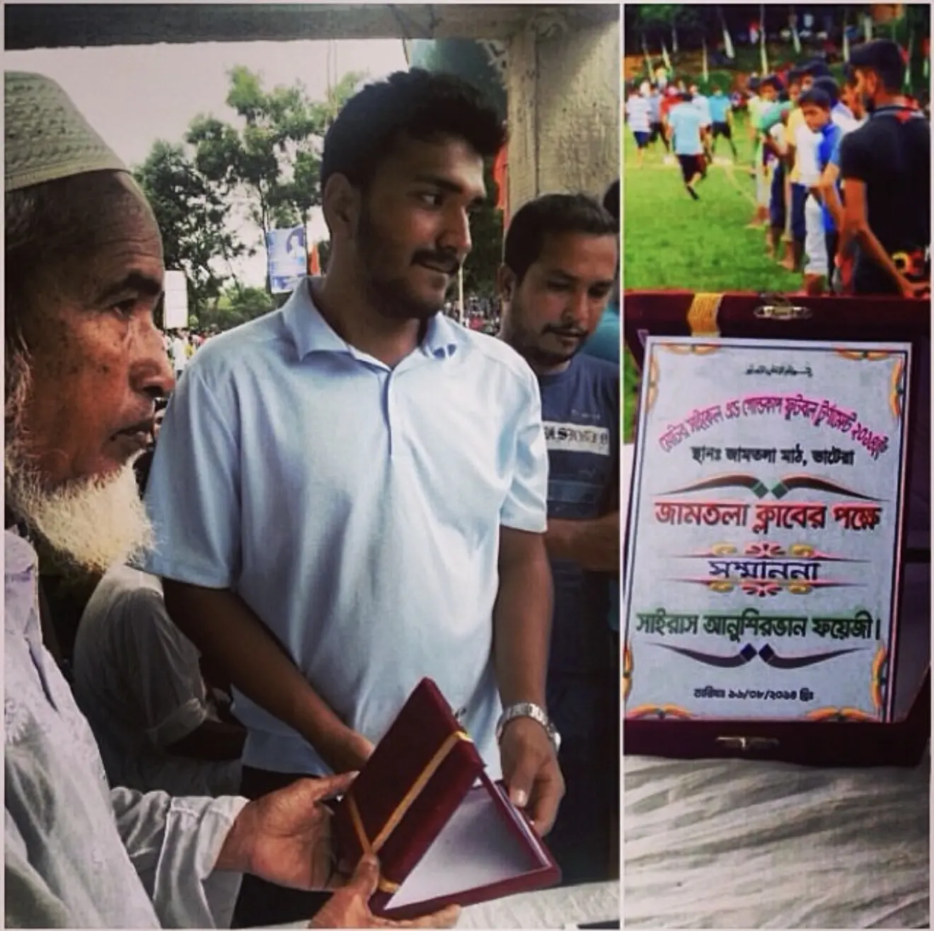 Cyrus presenting recognition at a community event